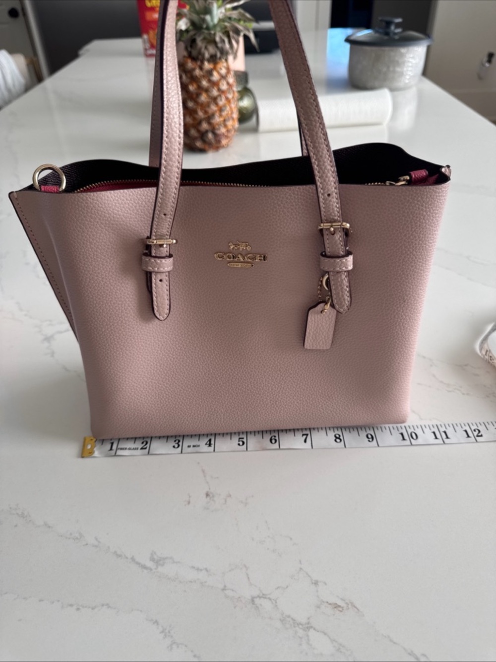 Coach Pebbled Leather Satchel in Dusty Rose with Gold Hardware - Picture 2 of 9